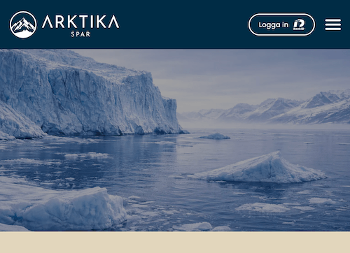 Skärmbild Arktika Spar sparkonton hemsida