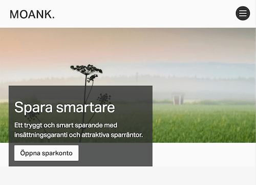 Skärmbild Moank sparkonton hemsida
