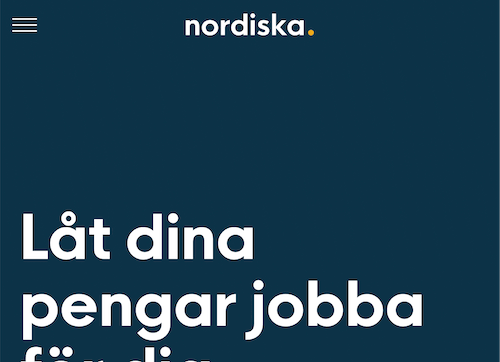 Skärmbild Nordiska sparkonton hemsida